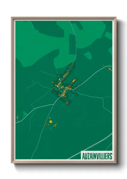 Une affiche de carte sur Auzainvilliers