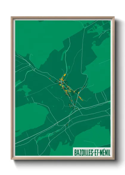 Une affiche de carte sur Bazoilles-et-Ménil