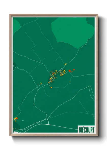 Une affiche de carte sur Biécourt