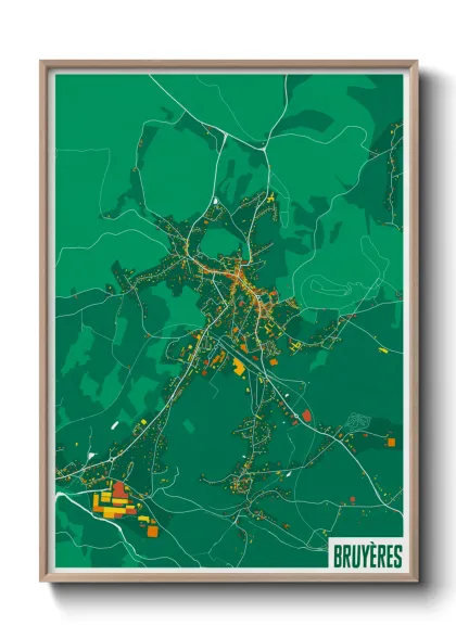 Une affiche de carte sur Bruyères
