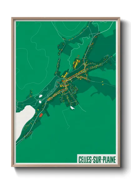 Une affiche de carte sur Celles-sur-Plaine