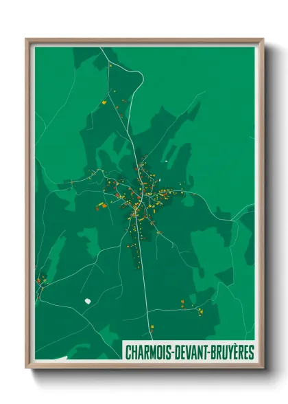 Une affiche de carte sur Charmois-devant-Bruyères