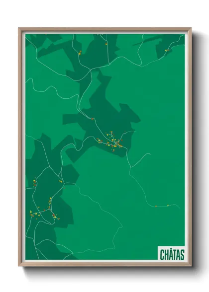 Une affiche de carte sur Châtas