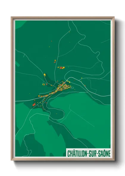 Une affiche de carte sur Châtillon-sur-Saône