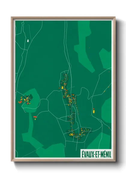 Une affiche de carte sur Évaux-et-Ménil