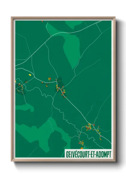 Une affiche de carte sur Gelvécourt-et-Adompt