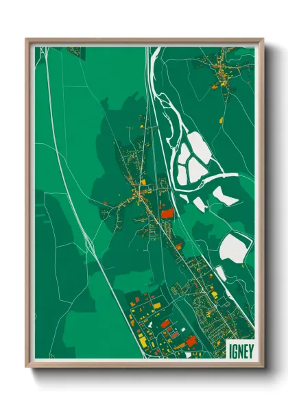 Une affiche de carte sur Igney
