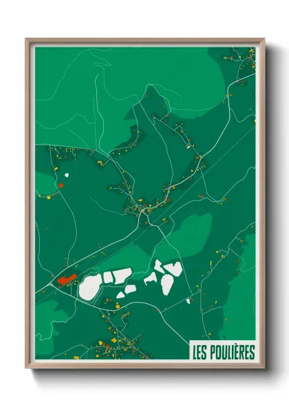 Une affiche de carte sur Les Poulières