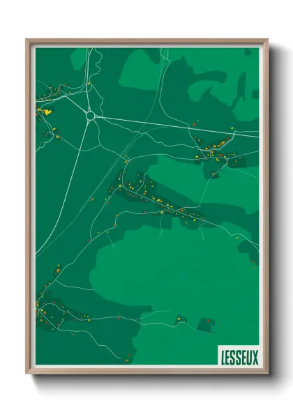 Une affiche de carte sur Lesseux