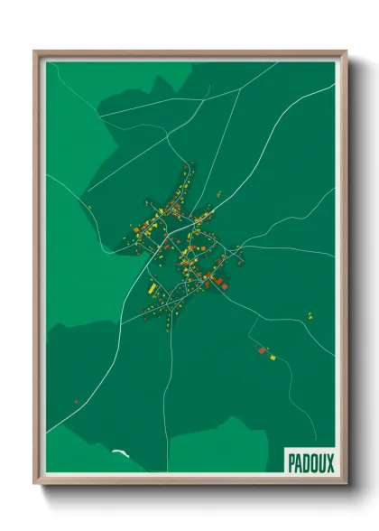 Une affiche de carte sur Padoux