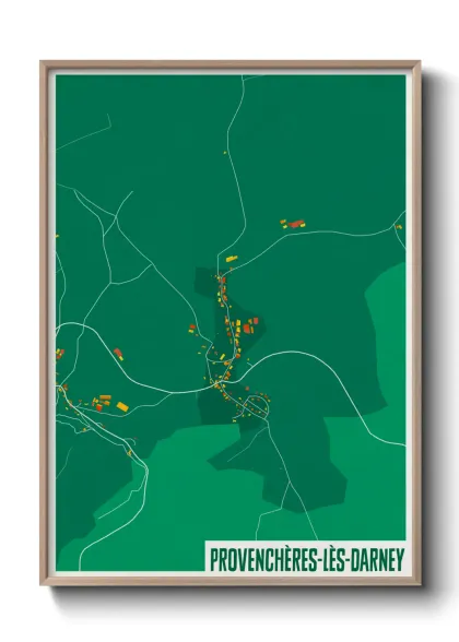 Une affiche de carte sur Provenchères-lès-Darney