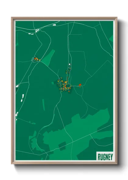 Une affiche de carte sur Rugney