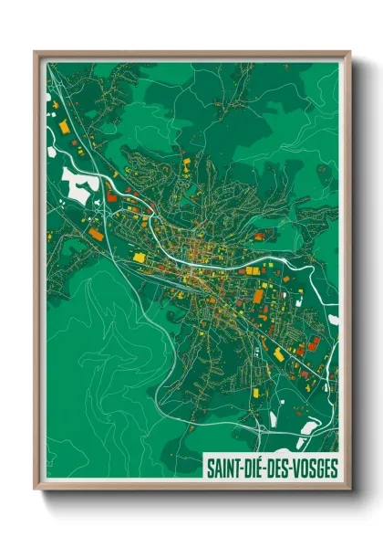 Une affiche de carte sur Saint-Dié-des-Vosges