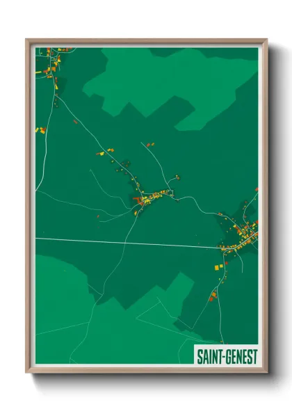 Une affiche de carte sur Saint-Genest
