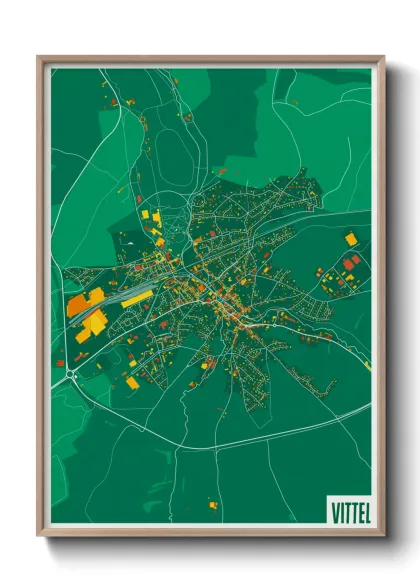 Une affiche de carte sur Vittel