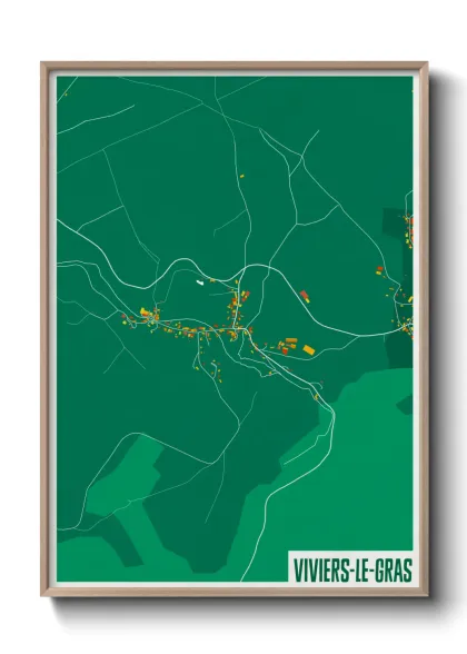 Une affiche de carte sur Viviers-le-Gras
