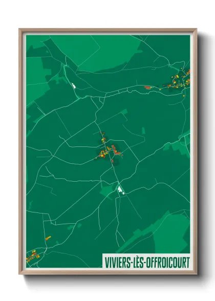 Une affiche de carte sur Viviers-lès-Offroicourt