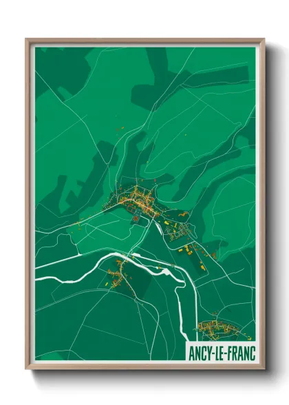 Une affiche de carte sur Ancy-le-Franc