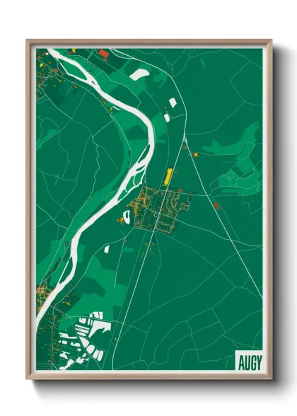 Une affiche de carte sur Augy