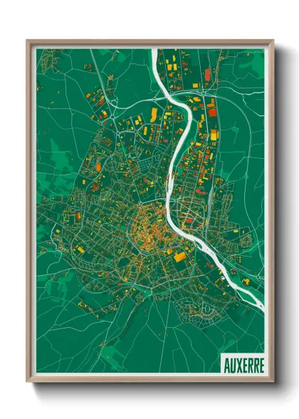 Une affiche de carte sur Auxerre