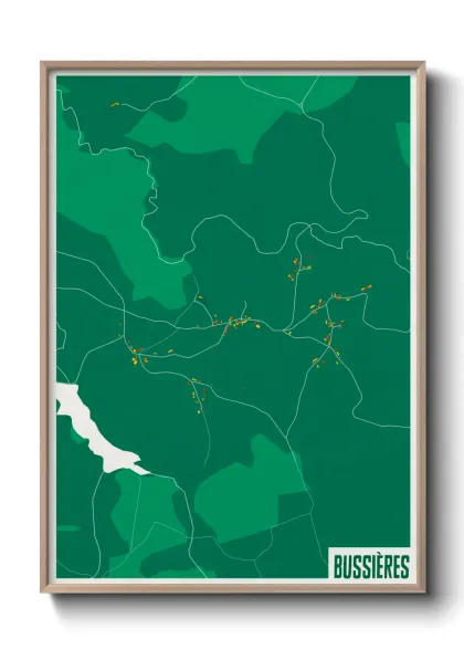 Une affiche de carte sur Bussières