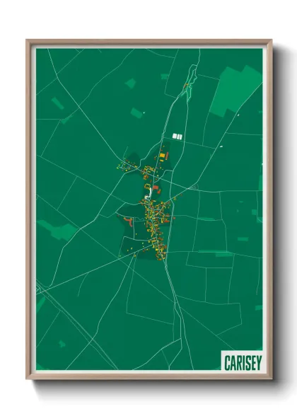Une affiche de carte sur Carisey
