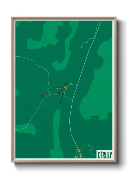 Une affiche de carte sur Cérilly