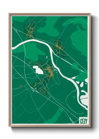 Une affiche de carte sur Cézy