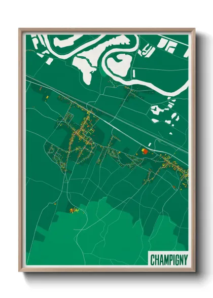 Une affiche de carte sur Champigny