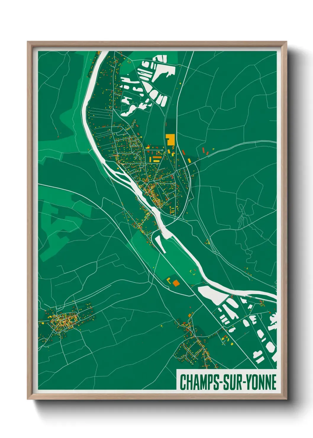 Un poster carte Champs-sur-Yonne