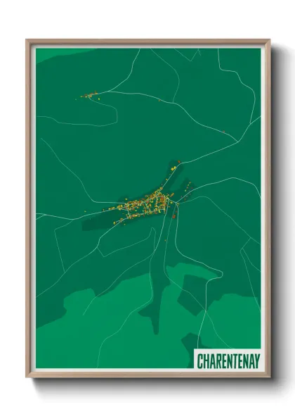 Une affiche de carte sur Charentenay