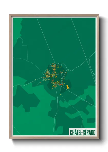 Une affiche de carte sur Châtel-Gérard