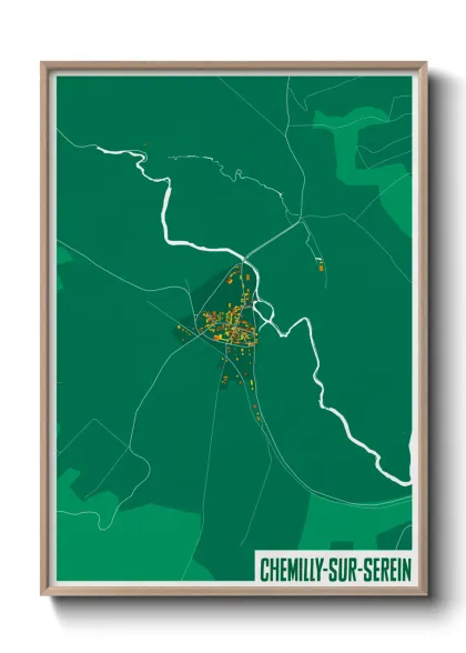 Une affiche de carte sur Chemilly-sur-Serein