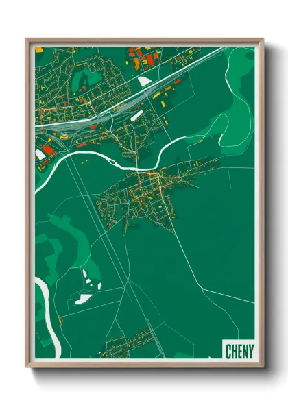 Une affiche de carte sur Cheny