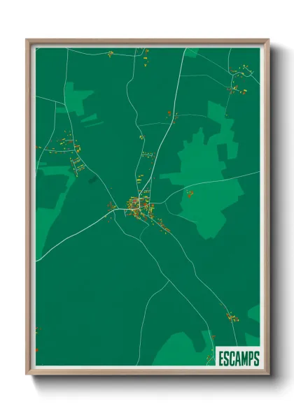 Une affiche de carte sur Escamps