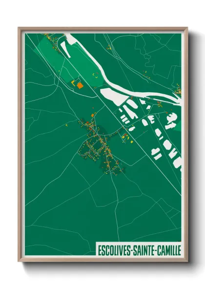 Une affiche de carte sur Escolives-Sainte-Camille