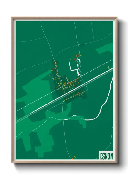 Une affiche de carte sur Esnon