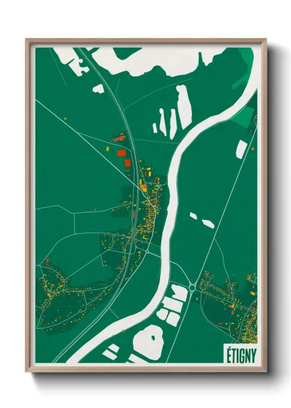 Une affiche de carte sur Étigny