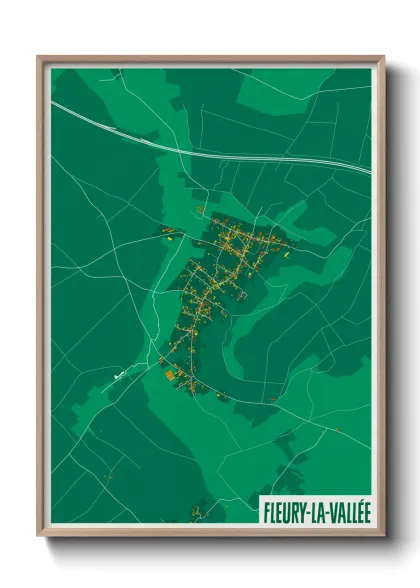 Une affiche de carte sur Fleury-la-Vallée