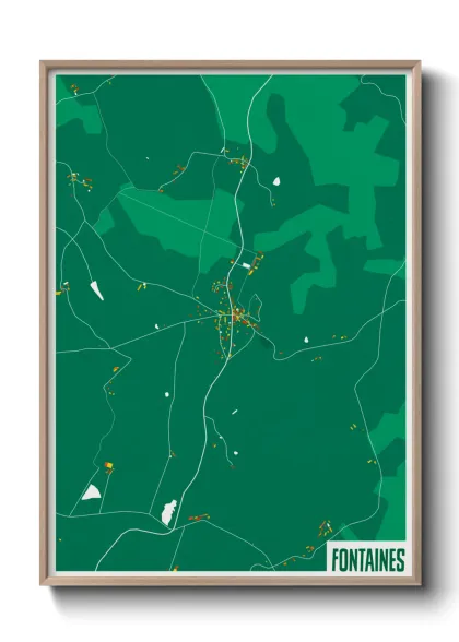 Une affiche de carte sur Fontaines