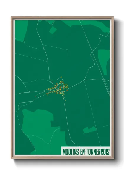 Une affiche de carte sur Moulins-en-Tonnerrois