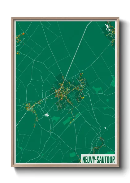 Une affiche de carte sur Neuvy-Sautour