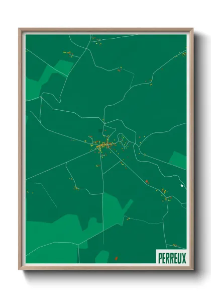 Une affiche de carte sur Perreux