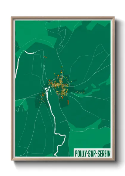 Une affiche de carte sur Poilly-sur-Serein