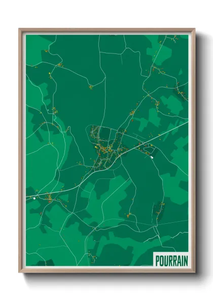 Une affiche de carte sur Pourrain