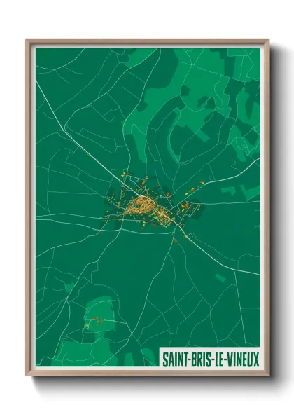 Une affiche de carte sur Saint-Bris-le-Vineux