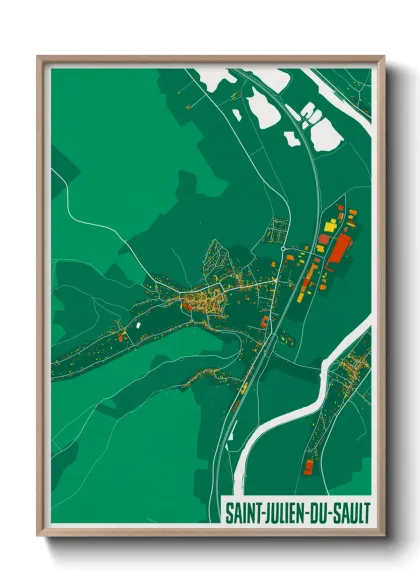 Une affiche de carte sur Saint-Julien-du-Sault