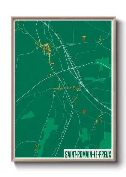 Une affiche de carte sur Saint-Romain-le-Preux