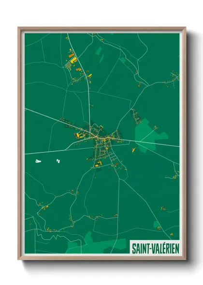 Une affiche de carte sur Saint-Valérien