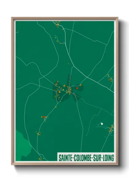 Une affiche de carte sur Sainte-Colombe-sur-Loing